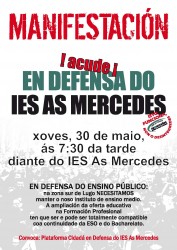Manifestación en defensa do IES As Mercedes o 30 de maio